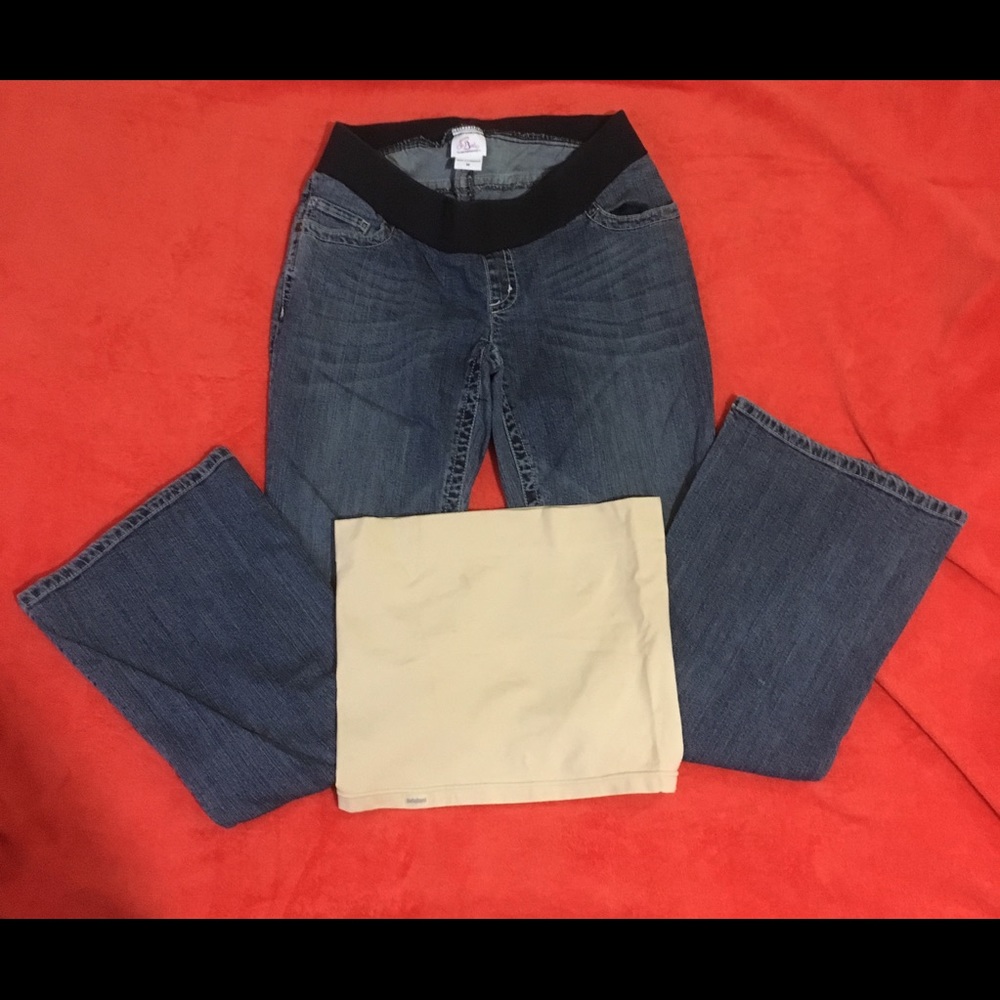 Maternity Lot Jean Pants Medium & Bella waist Band